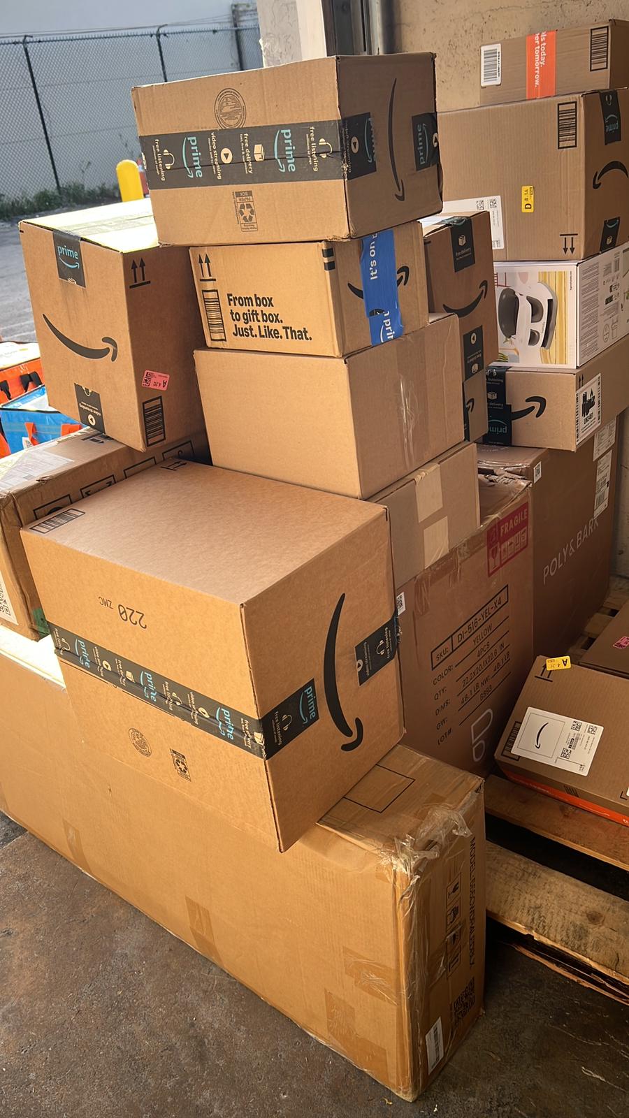 Stacked customer shipment boxes